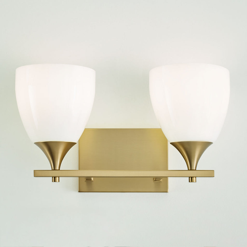 Toffino 2-Light Bath Sconce | Satin Brass | Milk Glass