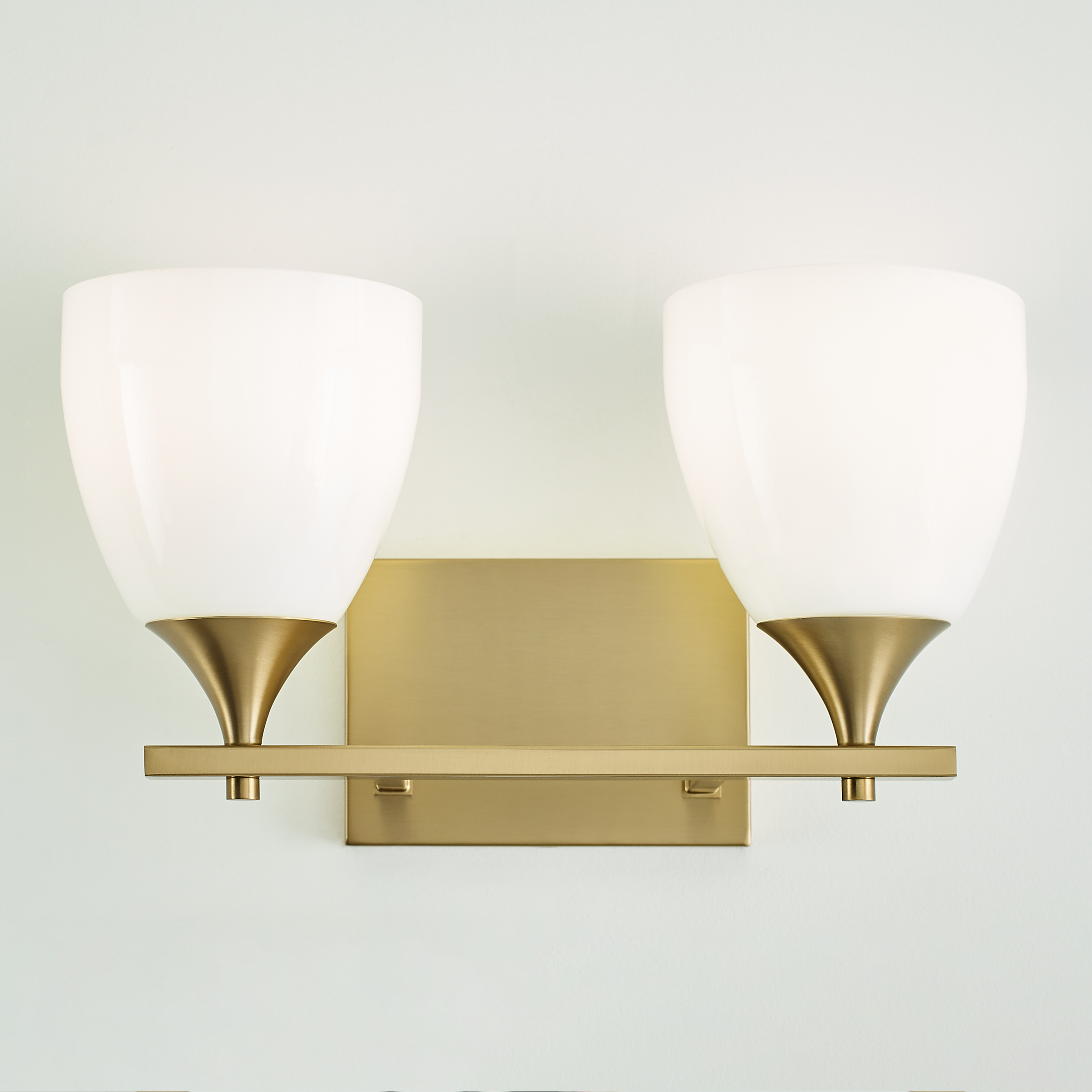 Toffino 2-Light Bath Sconce | Satin Brass | Milk Glass