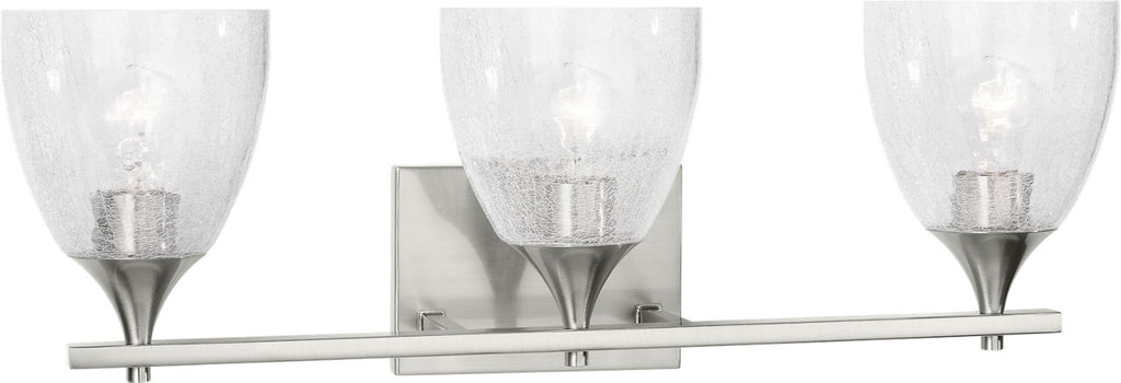 Toffino 3-Light Bath Sconce | Brushed Nickel | Clear Crackle Glass