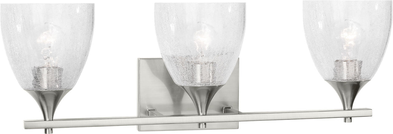 Toffino 3-Light Bath Sconce | Brushed Nickel | Clear Crackle Glass