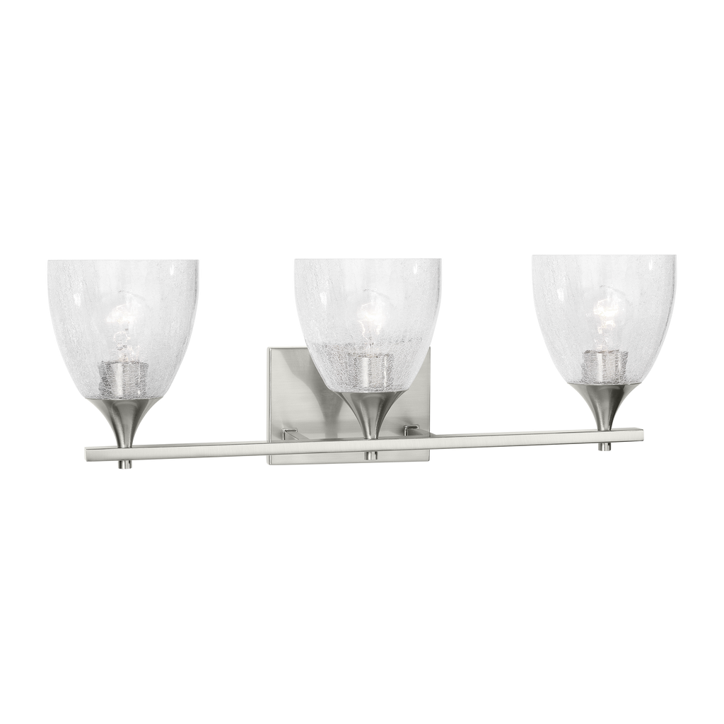 Toffino 3-Light Bath Sconce | Brushed Nickel | Clear Crackle Glass