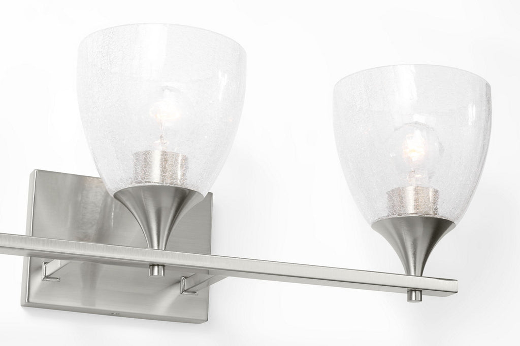 Toffino 3-Light Bath Sconce | Brushed Nickel | Clear Crackle Glass
