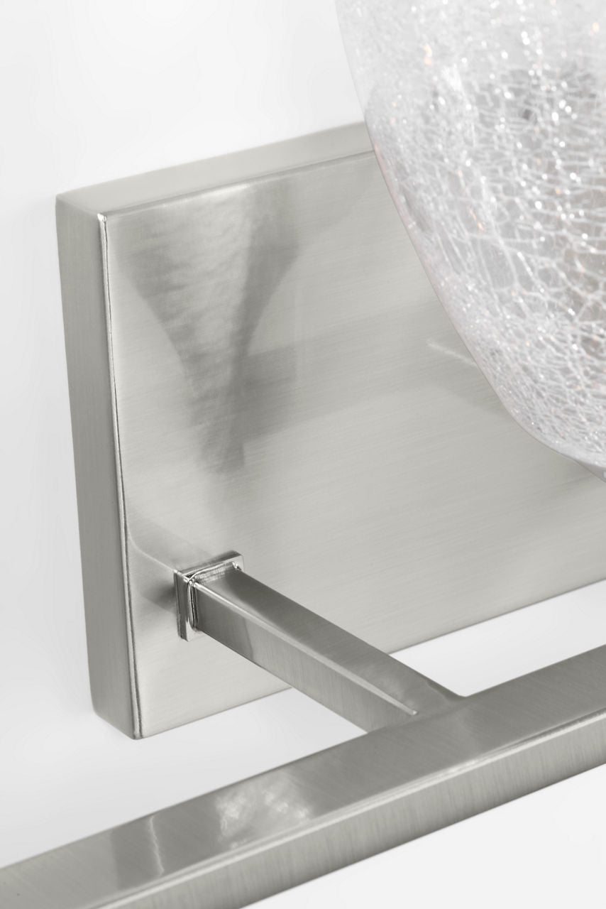 Toffino 3-Light Bath Sconce | Brushed Nickel | Clear Crackle Glass
