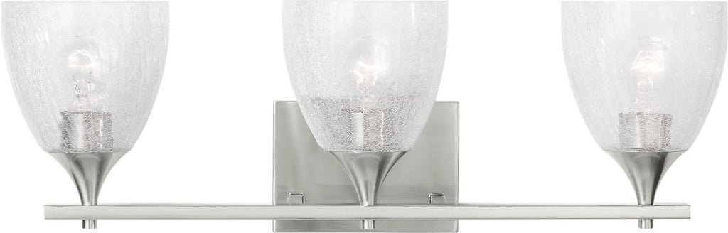 Toffino 3-Light Bath Sconce | Brushed Nickel | Clear Crackle Glass