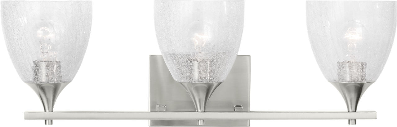 Toffino 3-Light Bath Sconce | Brushed Nickel | Clear Crackle Glass