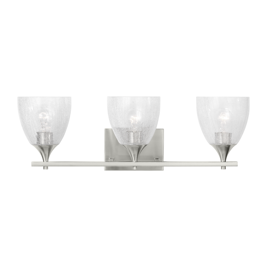Toffino 3-Light Bath Sconce | Brushed Nickel | Clear Crackle Glass
