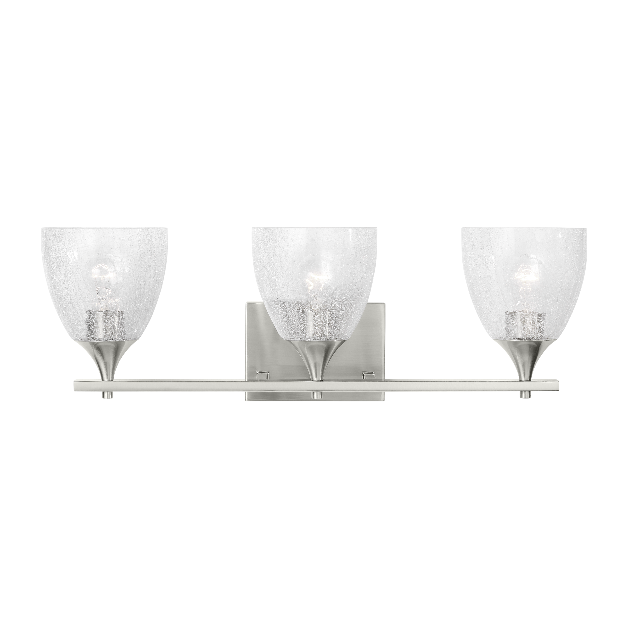 Toffino 3-Light Bath Sconce | Brushed Nickel | Clear Crackle Glass