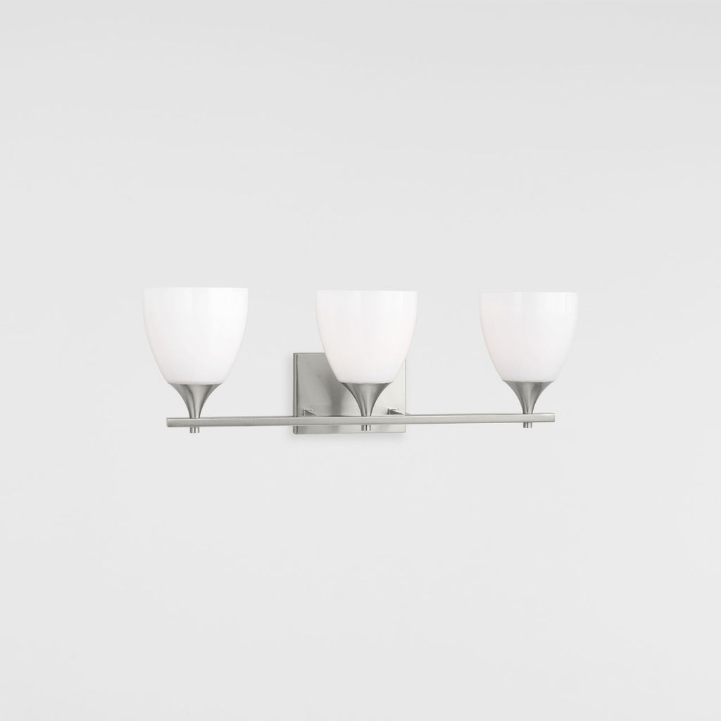 Toffino 3-Light Bath Sconce | Brushed Steel | Milk Glass