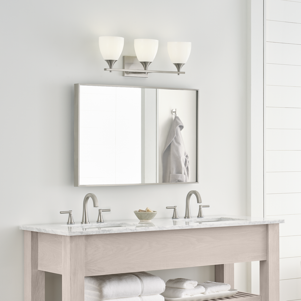 Toffino 3-Light Bath Sconce | Brushed Steel | Milk Glass