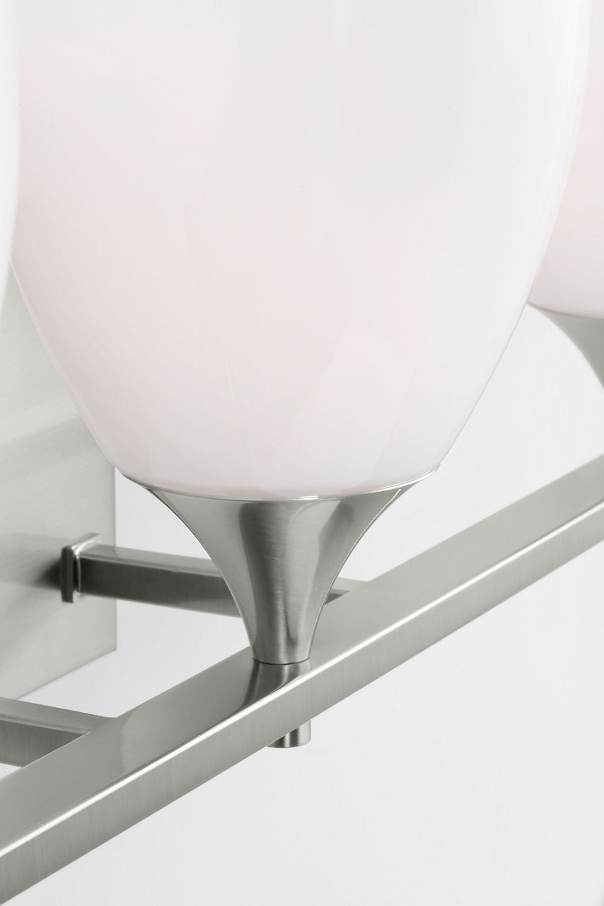 Toffino 3-Light Bath Sconce | Brushed Steel | Milk Glass