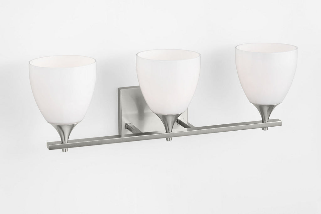 Toffino 3-Light Bath Sconce | Brushed Steel | Milk Glass