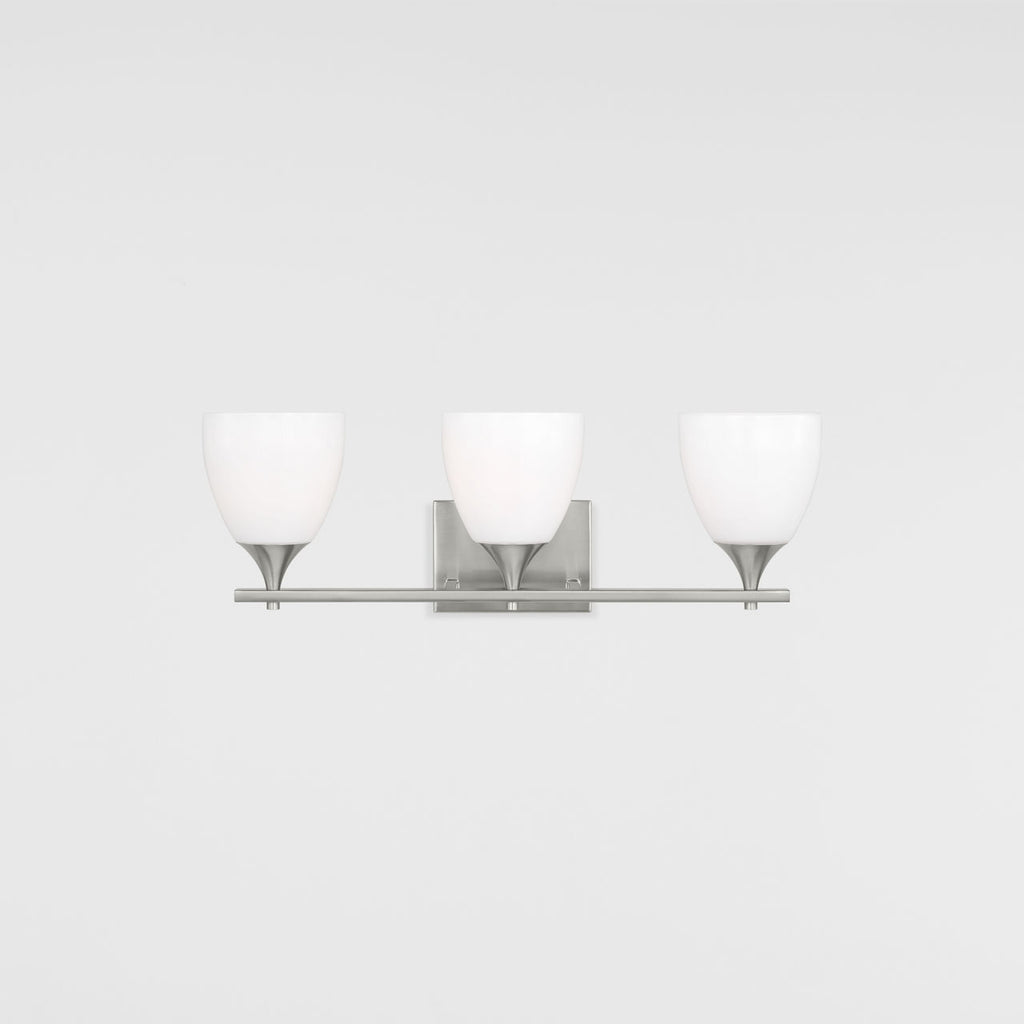 Toffino 3-Light Bath Sconce | Brushed Steel | Milk Glass