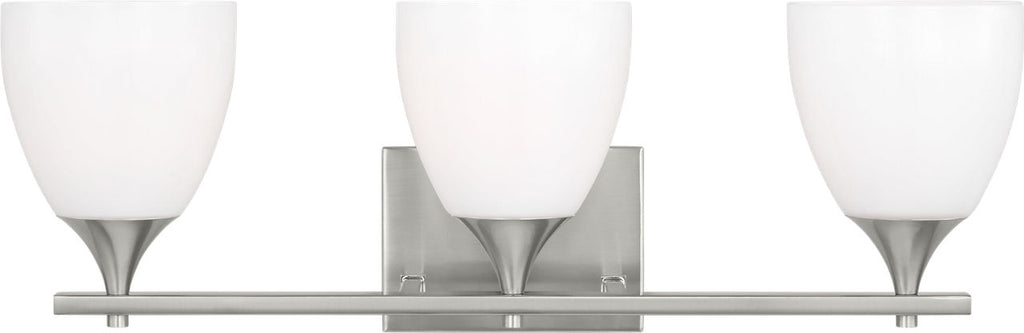 Toffino 3-Light Bath Sconce | Brushed Steel | Milk Glass