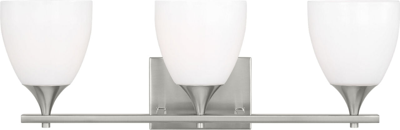 Toffino 3-Light Bath Sconce | Brushed Steel | Milk Glass