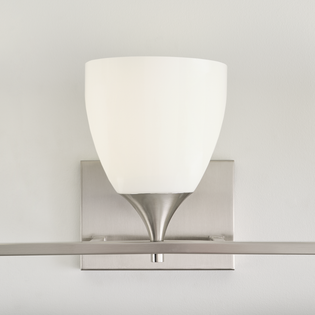 Toffino 3-Light Bath Sconce | Brushed Steel | Milk Glass