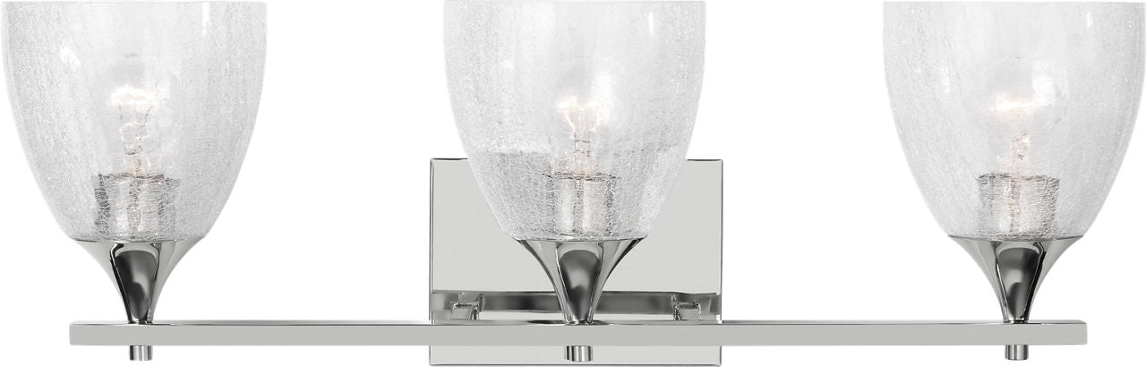 Toffino 3-Light Bath Sconce | Chrome | Clear Crackle Glass