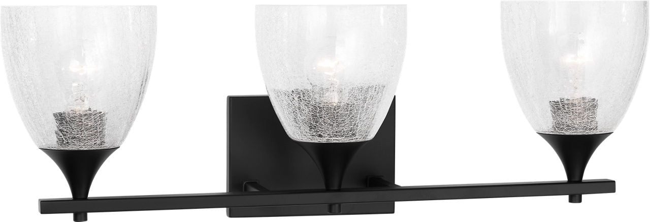 Toffino 3-Light Bath Sconce | Midnight Black | Clear Crackle Glass