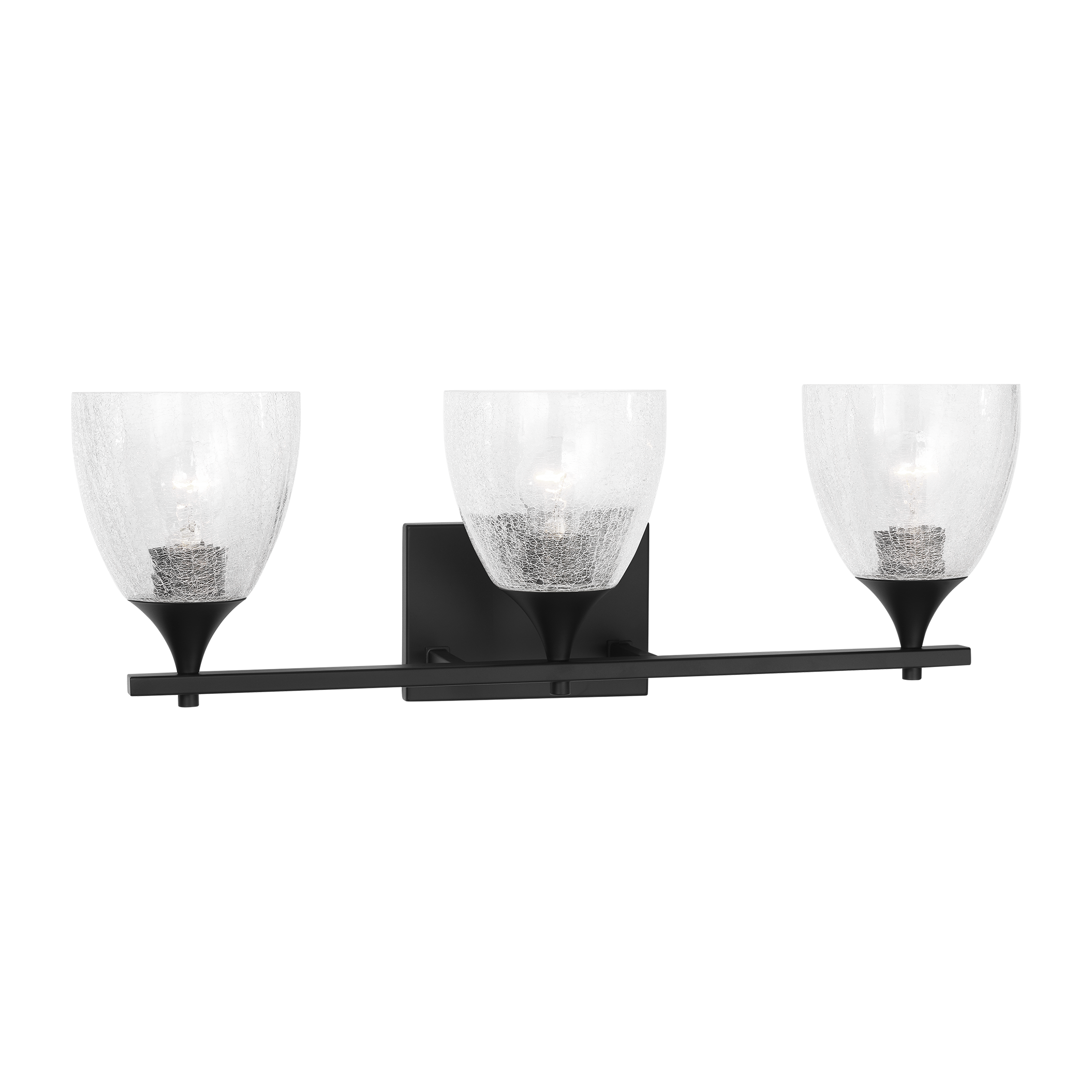 Toffino 3-Light Bath Sconce | Midnight Black | Clear Crackle Glass