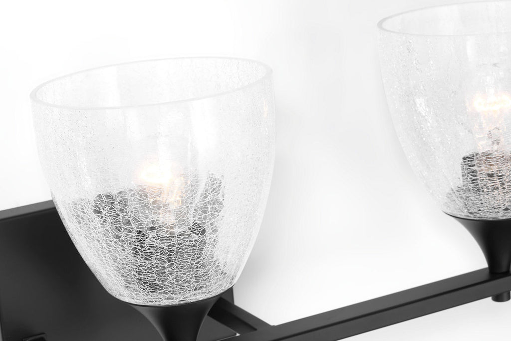 Toffino 3-Light Bath Sconce | Midnight Black | Clear Crackle Glass