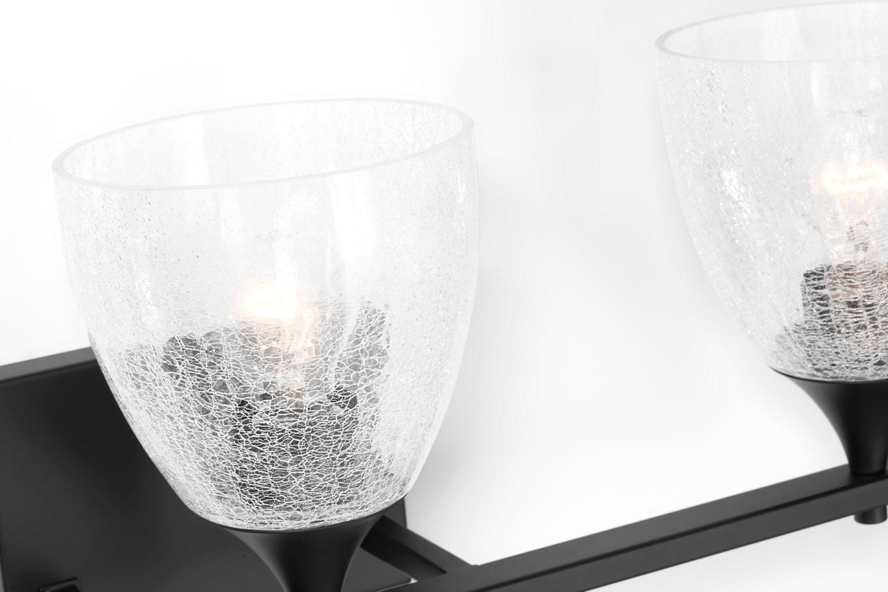 Toffino 3-Light Bath Sconce | Midnight Black | Clear Crackle Glass