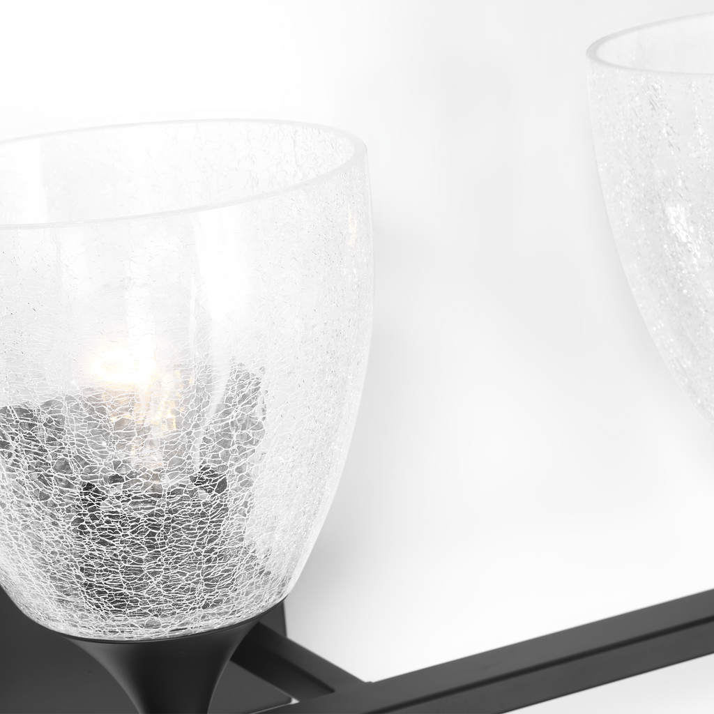 Toffino 3-Light Bath Sconce | Midnight Black | Clear Crackle Glass