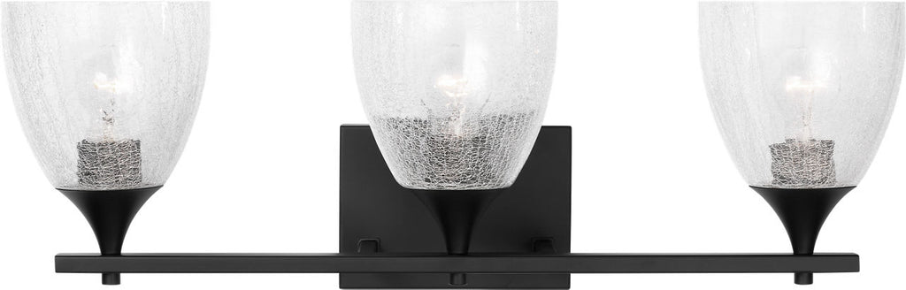 Toffino 3-Light Bath Sconce | Midnight Black | Clear Crackle Glass
