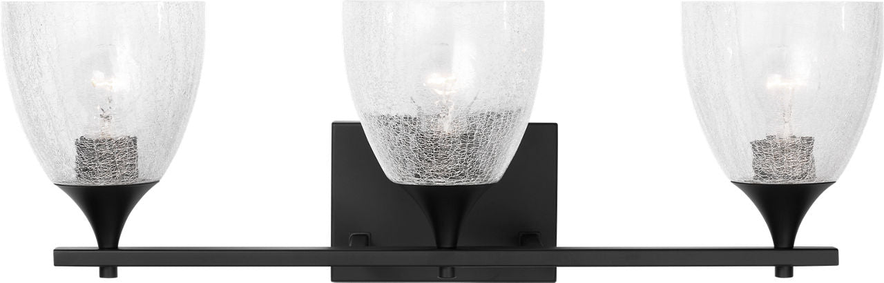 Toffino 3-Light Bath Sconce | Midnight Black | Clear Crackle Glass