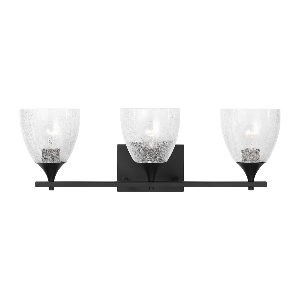 Toffino 3-Light Bath Sconce | Midnight Black | Clear Crackle Glass
