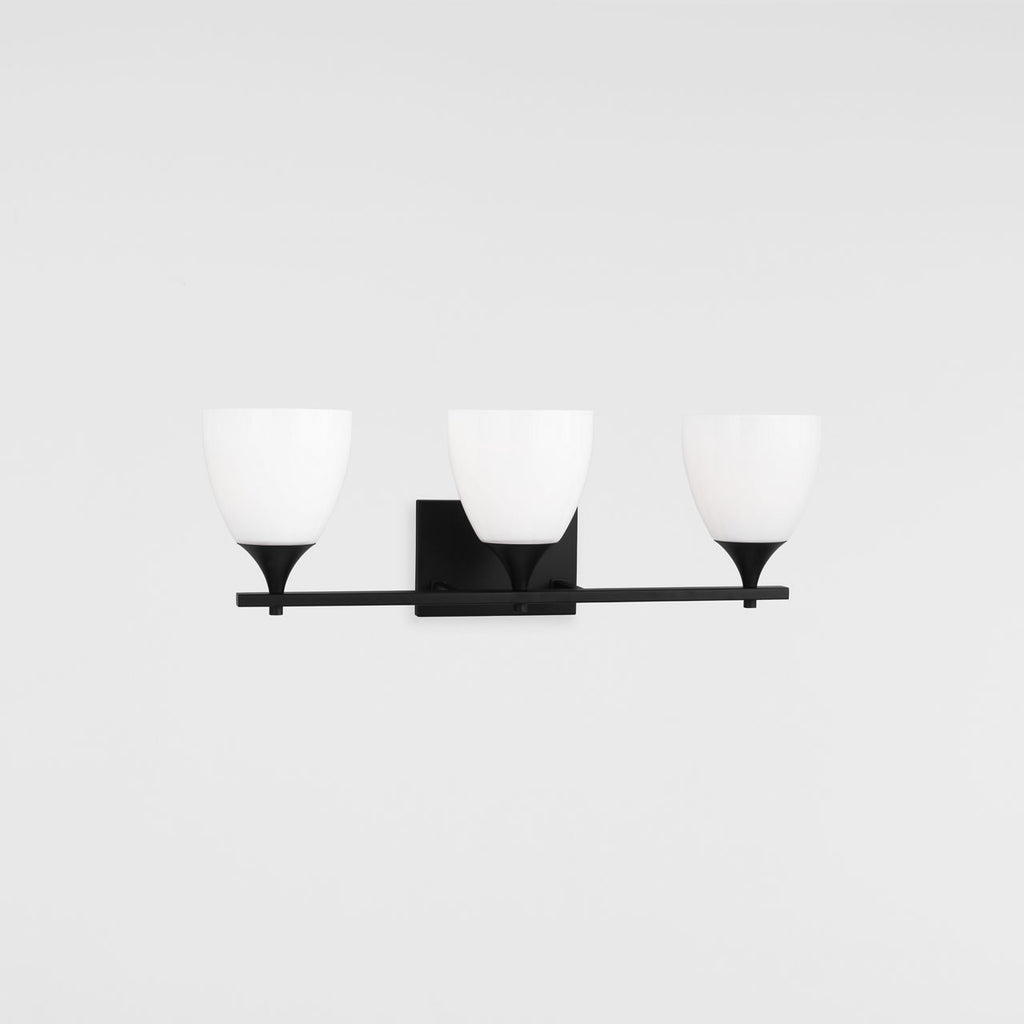 Toffino 3-Light Bath Sconce | Midnight Black | Milk Glass