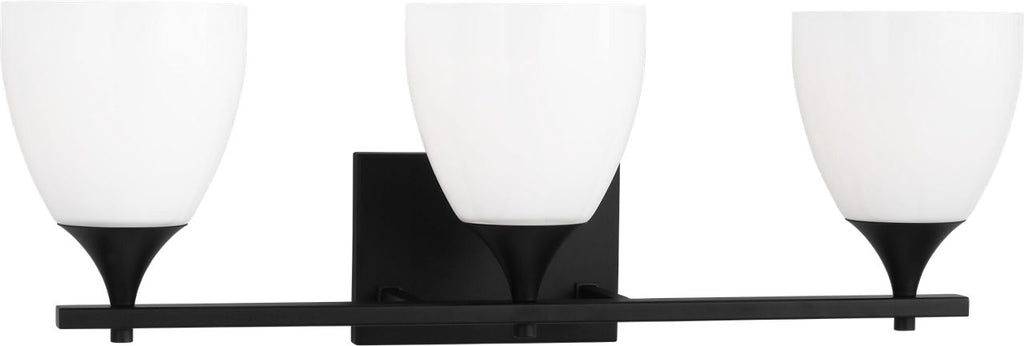 Toffino 3-Light Bath Sconce | Midnight Black | Milk Glass