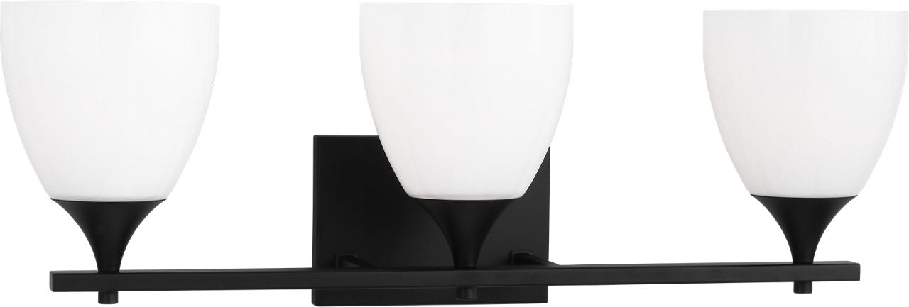 Toffino 3-Light Bath Sconce | Midnight Black | Milk Glass