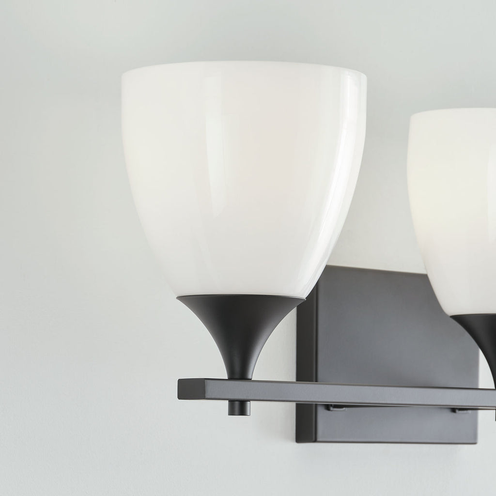 Toffino 3-Light Bath Sconce | Midnight Black | Milk Glass