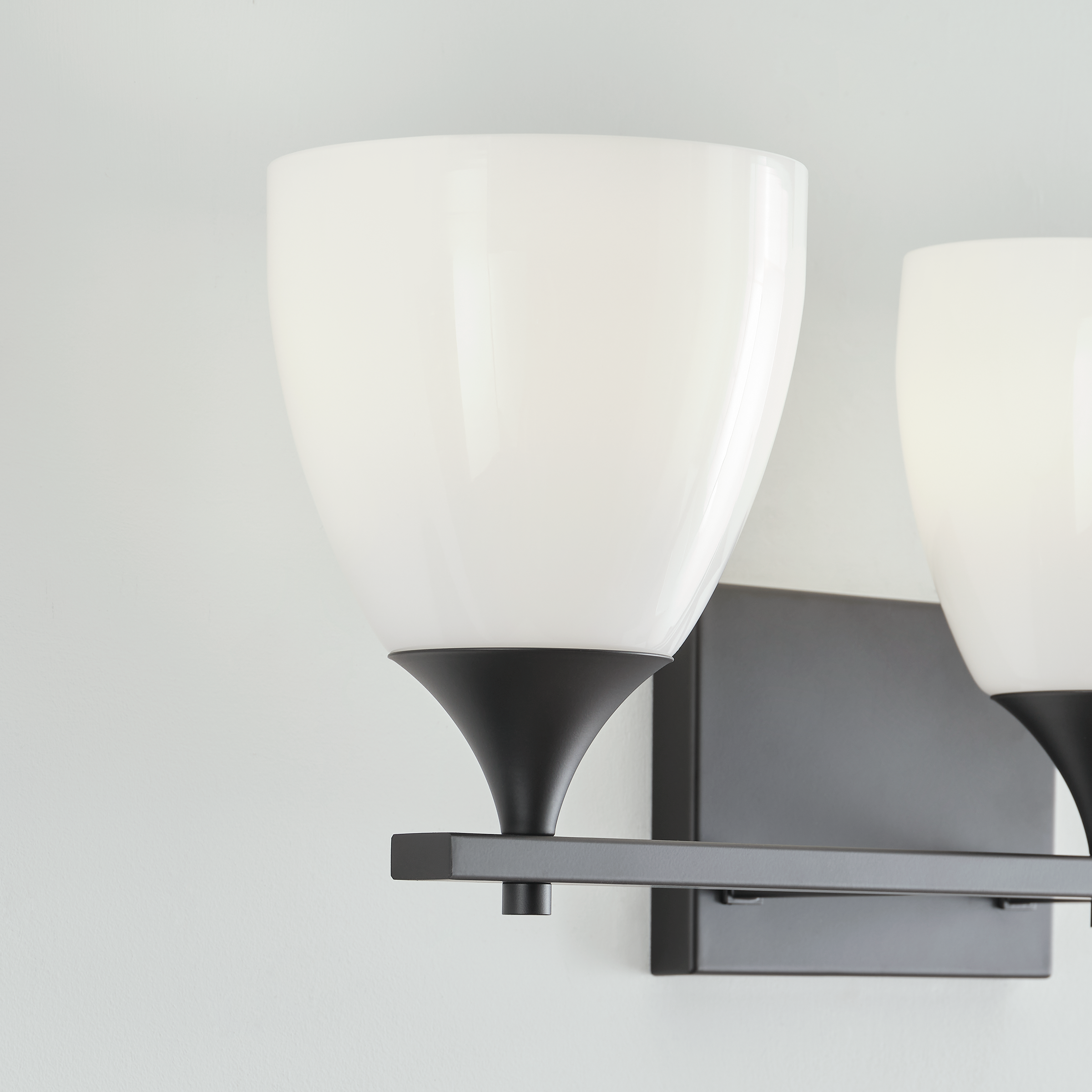 Toffino 3-Light Bath Sconce | Midnight Black | Milk Glass