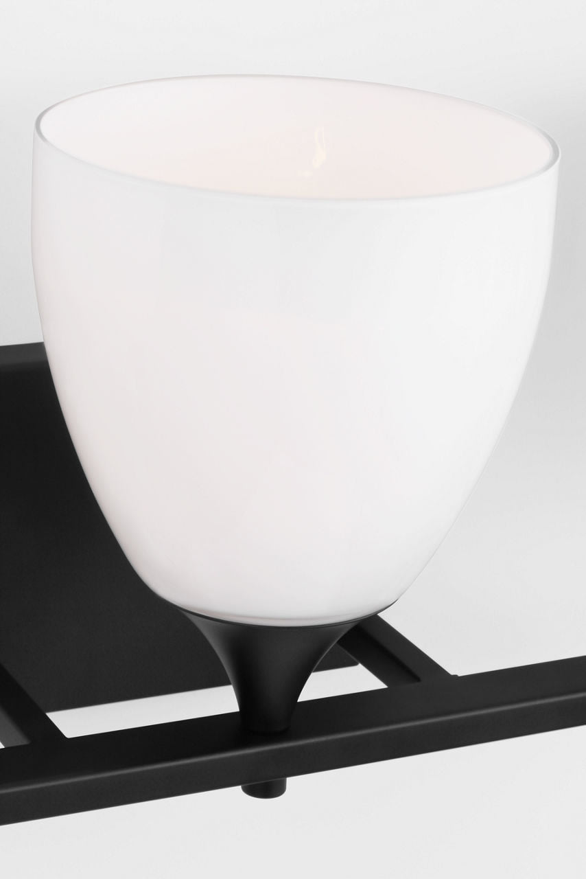 Toffino 3-Light Bath Sconce | Midnight Black | Milk Glass