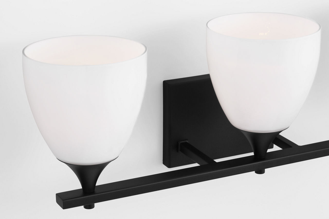Toffino 3-Light Bath Sconce | Midnight Black | Milk Glass