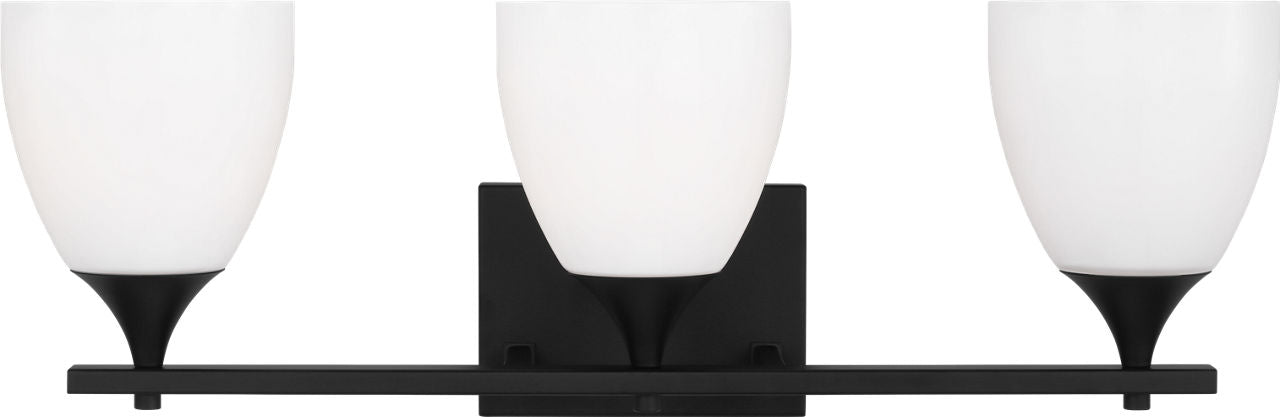 Toffino 3-Light Bath Sconce | Midnight Black | Milk Glass
