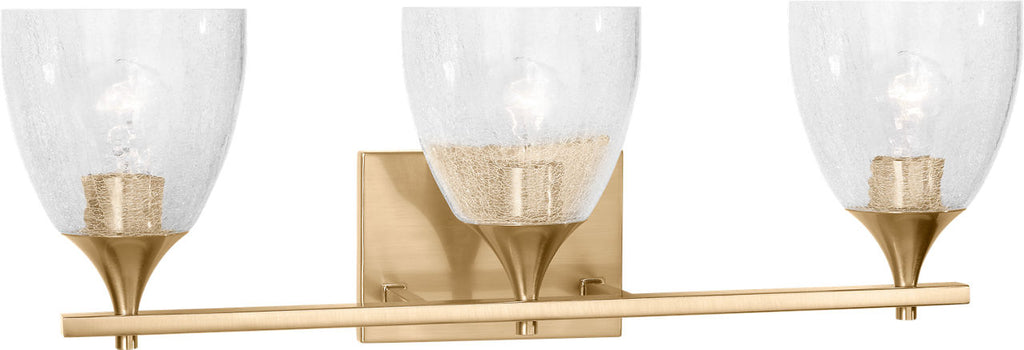 Toffino 3-Light Bath Sconce | Satin Brass | Clear Crackle Glass