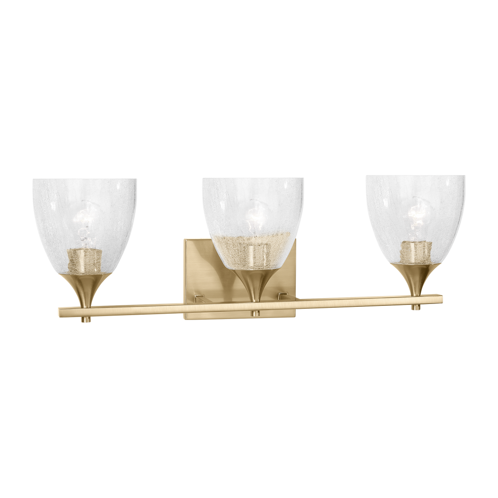 Toffino 3-Light Bath Sconce | Satin Brass | Clear Crackle Glass