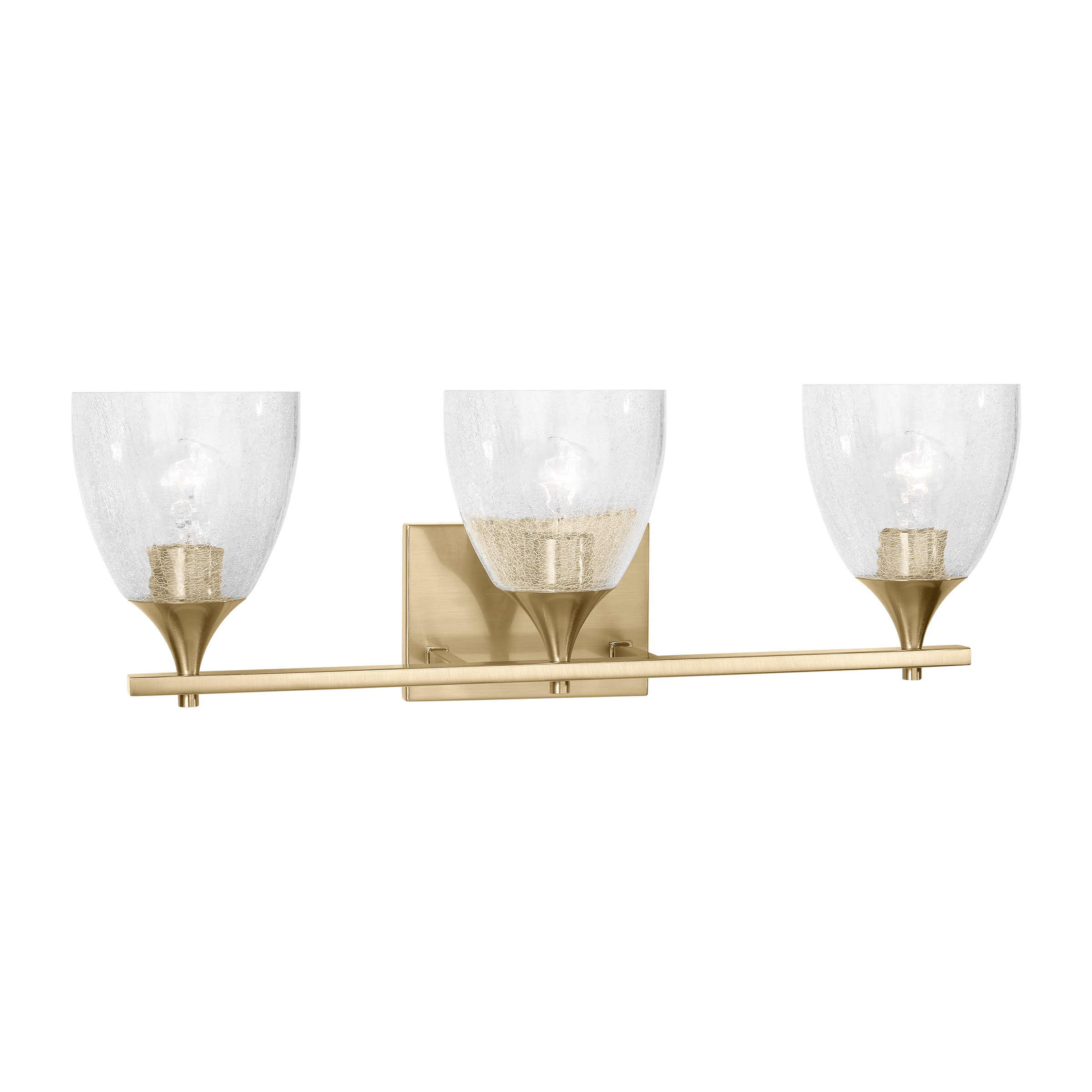 Toffino 3-Light Bath Sconce | Satin Brass | Clear Crackle Glass