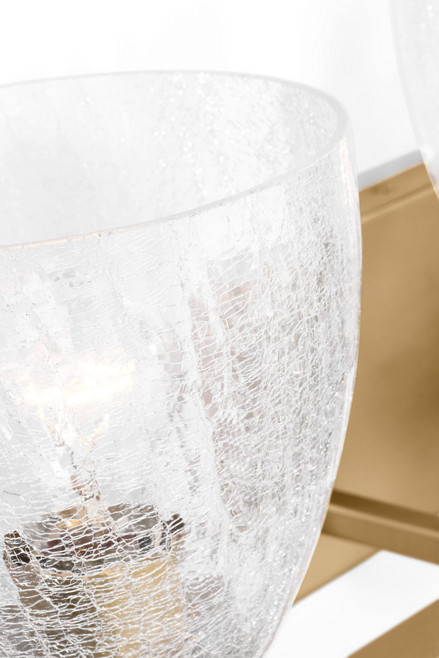 Toffino 3-Light Bath Sconce | Satin Brass | Clear Crackle Glass