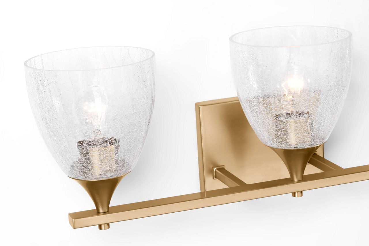 Toffino 3-Light Bath Sconce | Satin Brass | Clear Crackle Glass