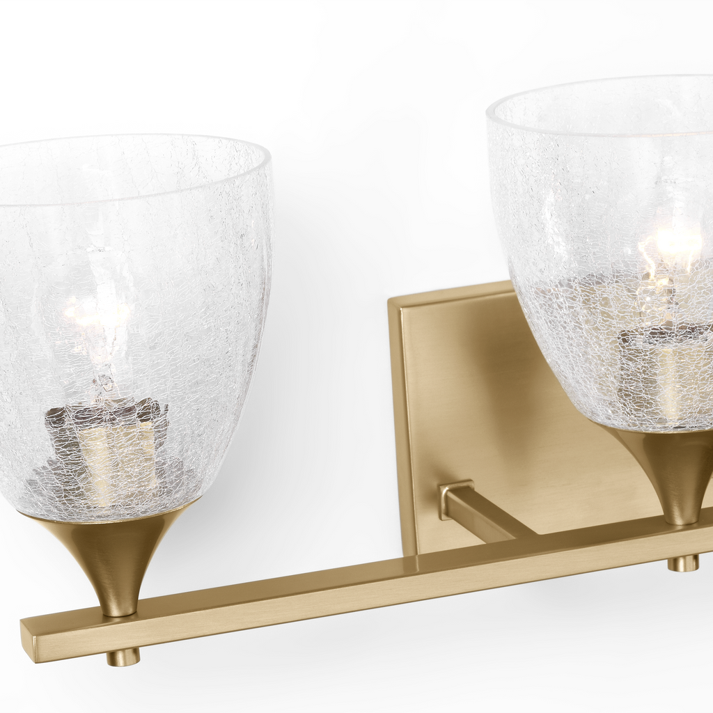 Toffino 3-Light Bath Sconce | Satin Brass | Clear Crackle Glass