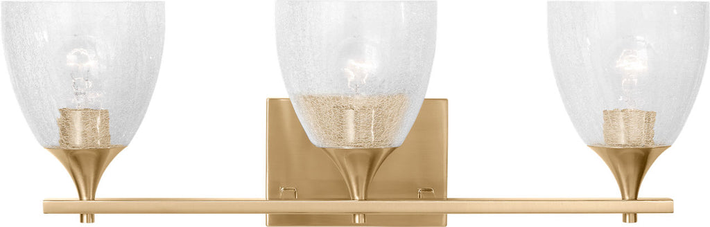 Toffino 3-Light Bath Sconce | Satin Brass | Clear Crackle Glass