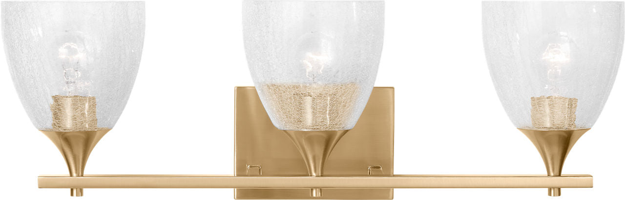 Toffino 3-Light Bath Sconce | Satin Brass | Clear Crackle Glass