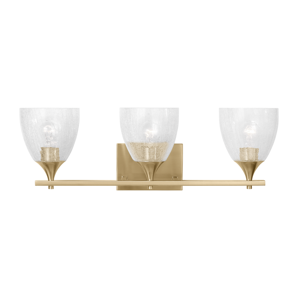 Toffino 3-Light Bath Sconce | Satin Brass | Clear Crackle Glass