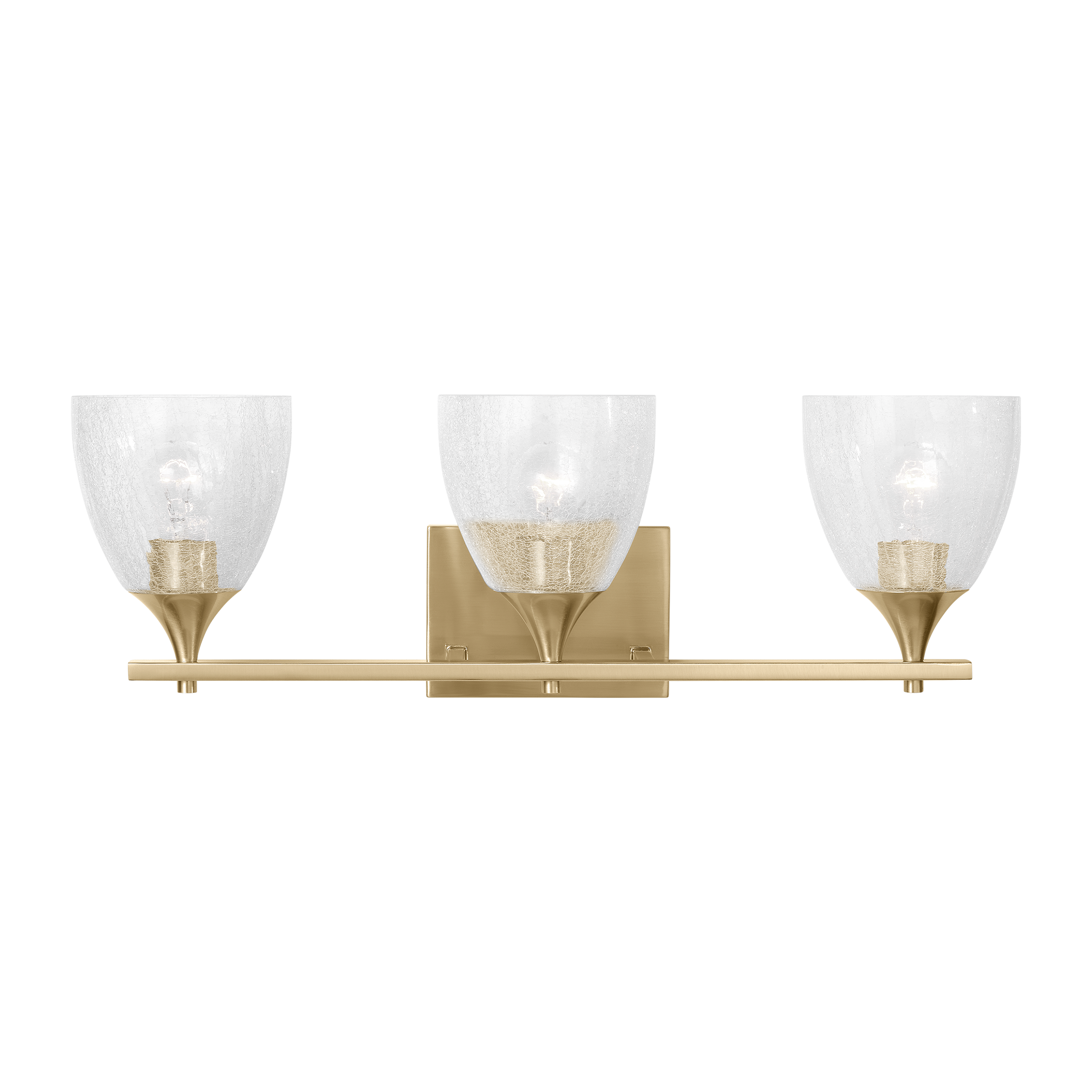 Toffino 3-Light Bath Sconce | Satin Brass | Clear Crackle Glass