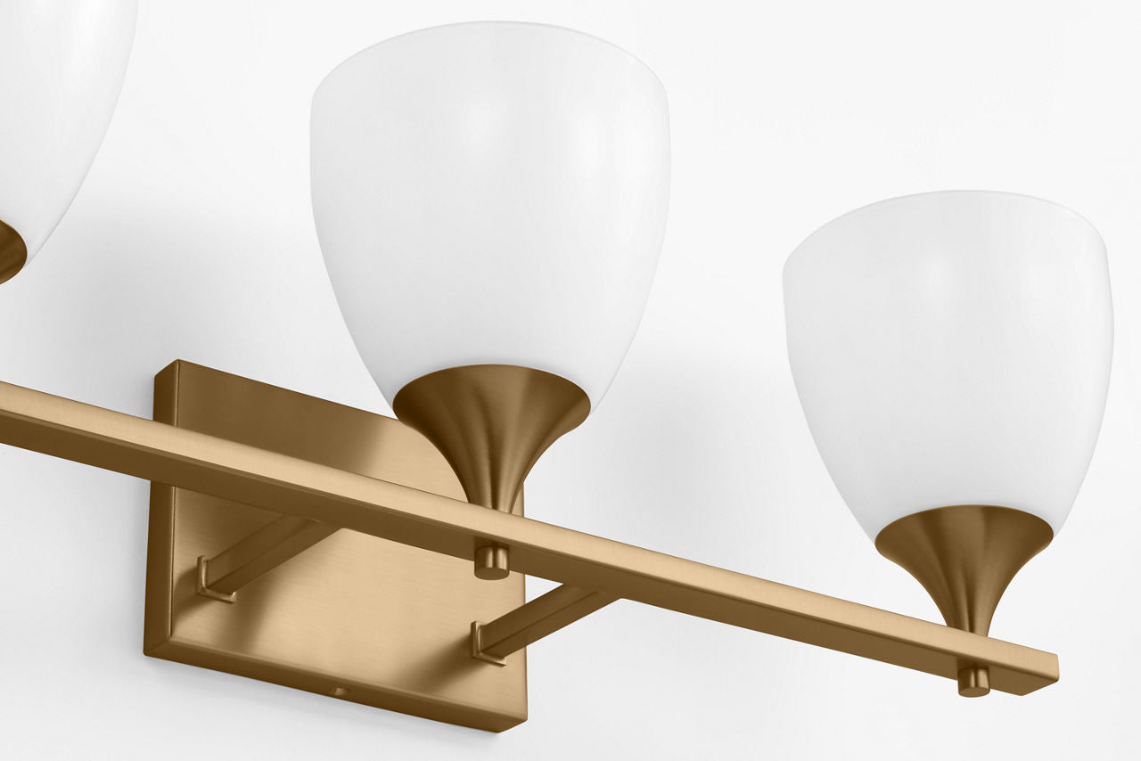 Toffino 3-Light Bath Sconce | Satin Brass | Milk Glass