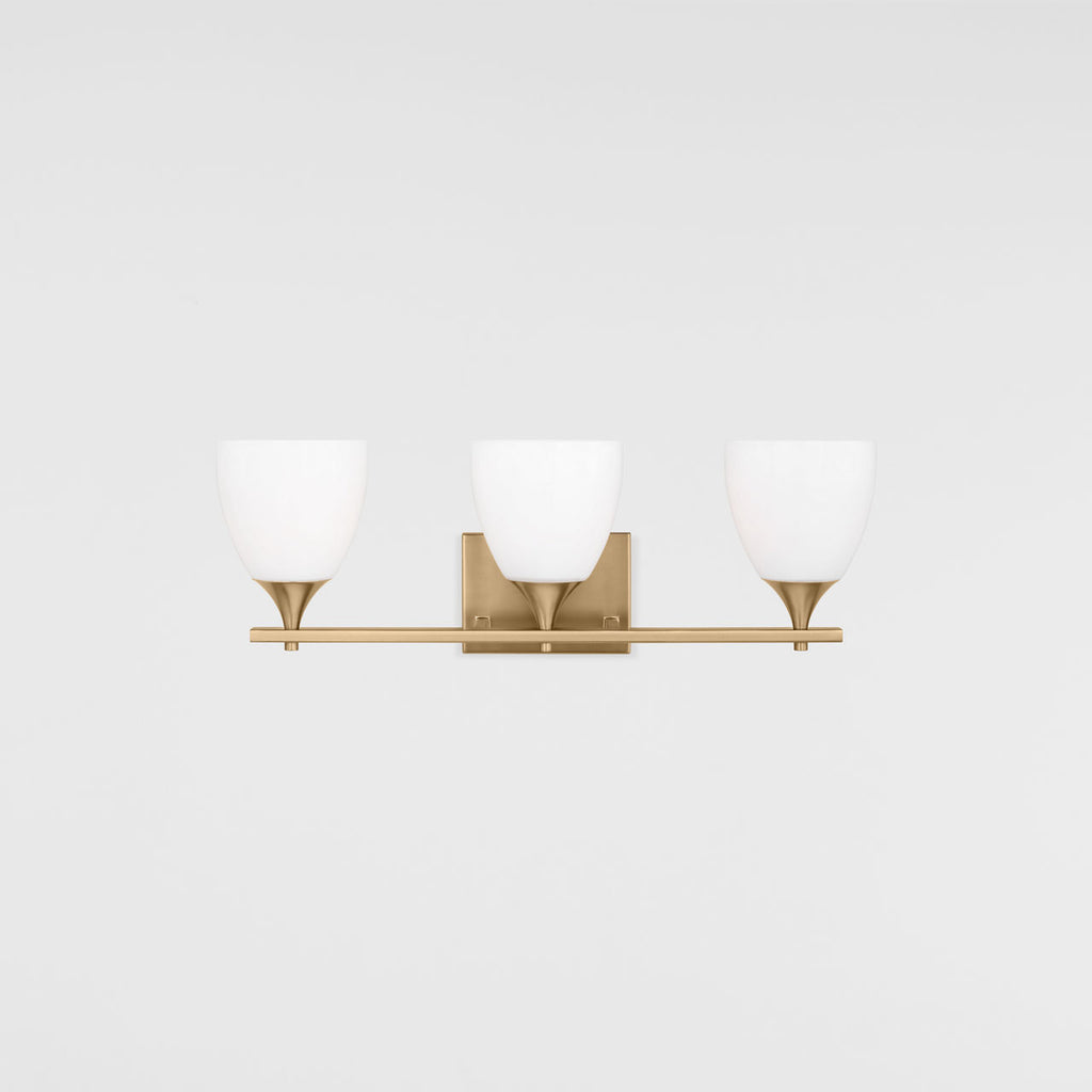 Toffino 3-Light Bath Sconce | Satin Brass | Milk Glass