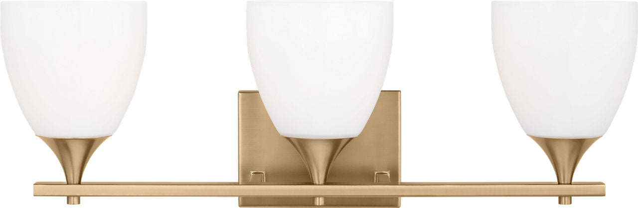 Toffino 3-Light Bath Sconce | Satin Brass | Milk Glass