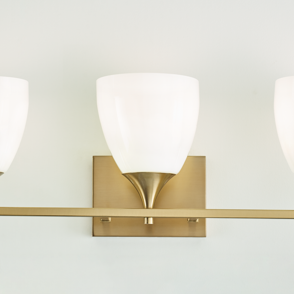 Toffino 3-Light Bath Sconce | Satin Brass | Milk Glass